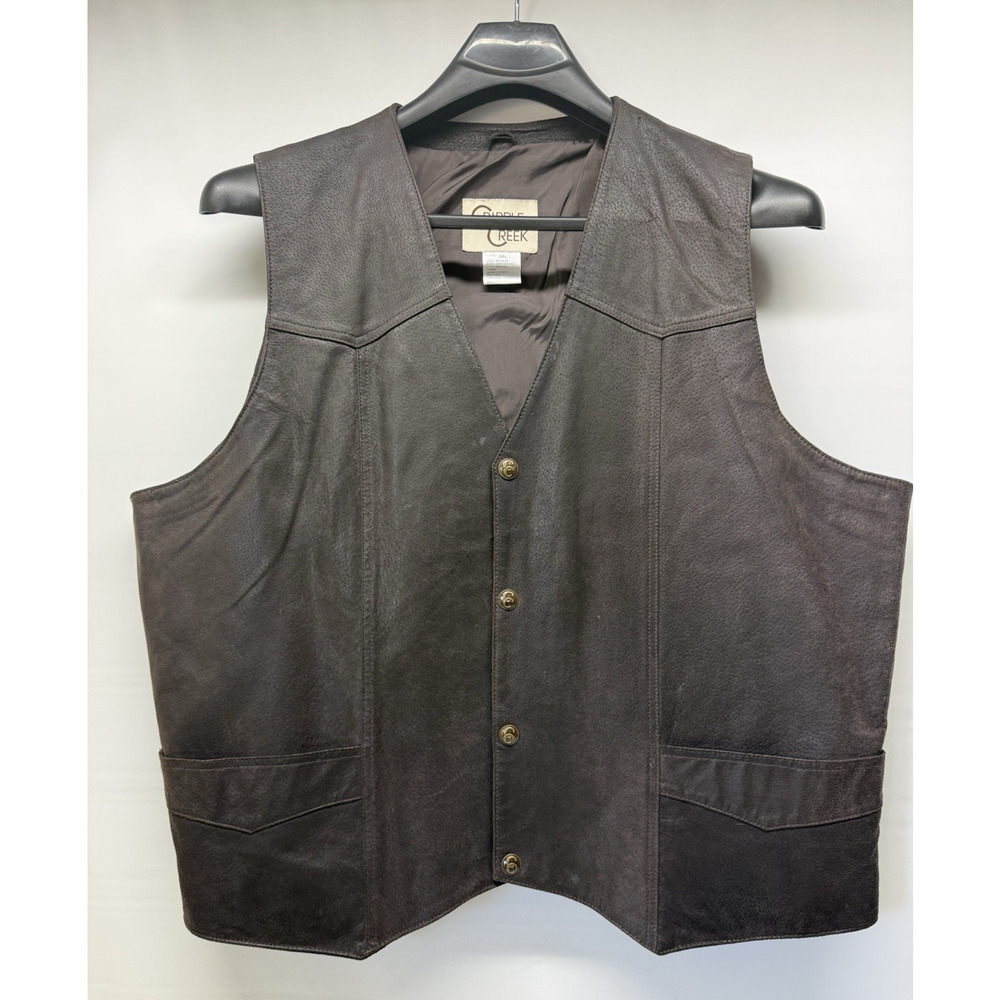 CRIPPLE CREEK Western Boar Suede Leather Snap Front Mens Size 3XL